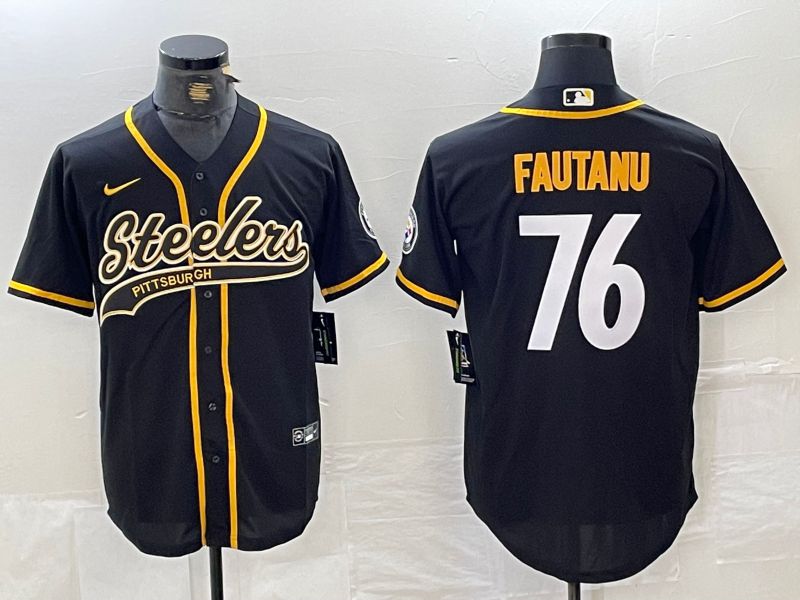 Men Pittsburgh Steelers #76 Fautanu Black Joint Name 2024 Nike Limited NFL Jersey style 1->->